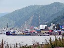 Hafengelände in Listwjanka am Baikalsee, Sibirien, Russland