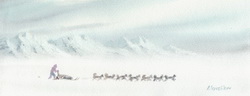 Svalbard 2005, Kunstkarte Hundeschlitten