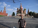 Basilius-Kathedrale und Erlöserturm beim Roten Platz in Moskau
