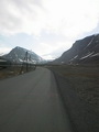 Blick auf den Gletscher im Tal von Longyearbyen