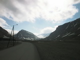 Blick auf den Gletscher im Tal von Longyearbyen