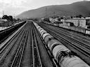 Bahnhof Sludjanka an der Transsibirischen Eisenbahn, Sibirien, Russland
