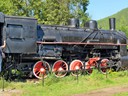 Museumsstück an der alten Transsibirischen Eisenbahnstrecke zwischen Sludjanka und Port Baikal (Sibirien, Russland)